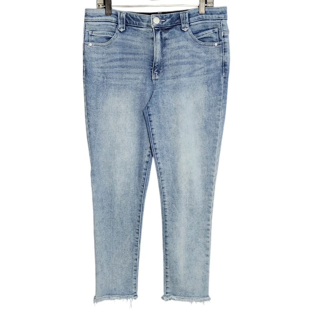 Democracy Women's Ab solution Blue‎ Jeans 12 Slim Straight Frayed Hem